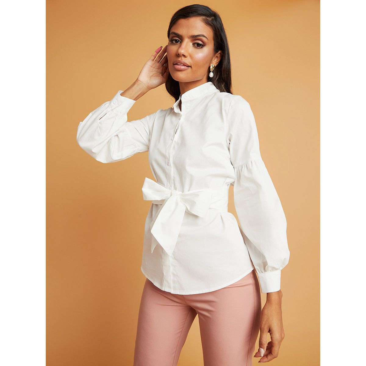 قميص باكمام طويلة مع اربطة من ستايلي-women-clothing-shirtsandblouses-blouses-image-1