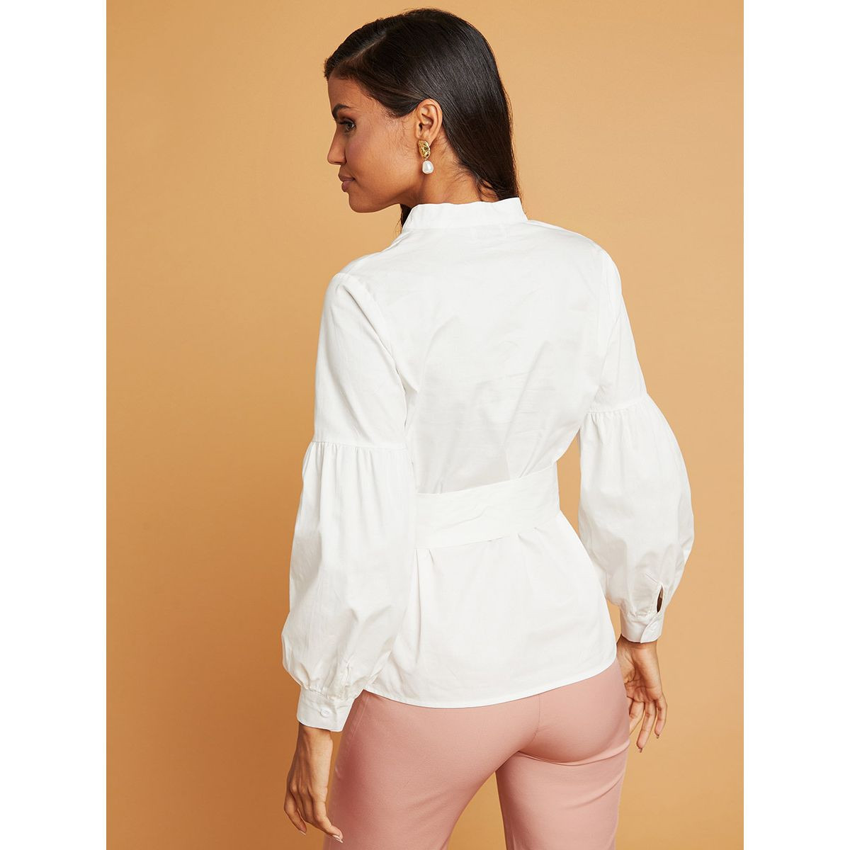 Styli Button Through Long Sleeves Shirt with Tie Belt-women-clothing-shirtsandblouses-blouses-image-4