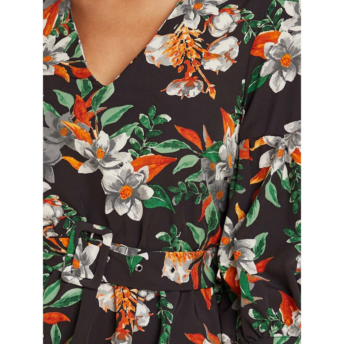 Styli Floral Print Peplum Blouse with Belt-women-clothing-shirtsandblouses-blouses-image-3