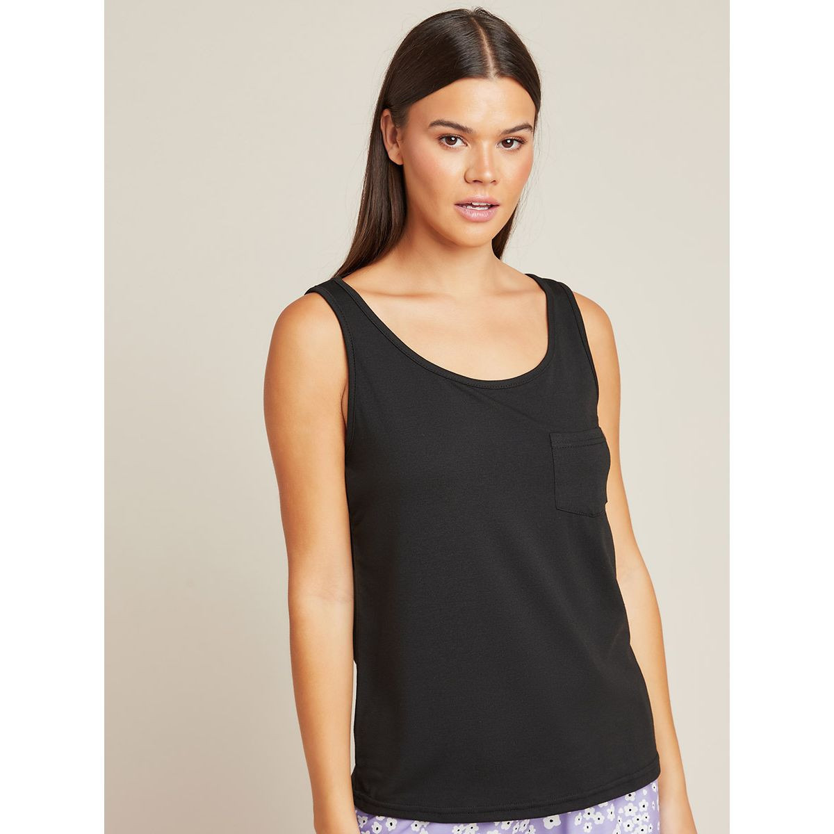 Styli Solid Pocket Detail Vest and Ditsy Floral Shorts Set-women-clothing-nightwear-pyjamas-longsets-image-2