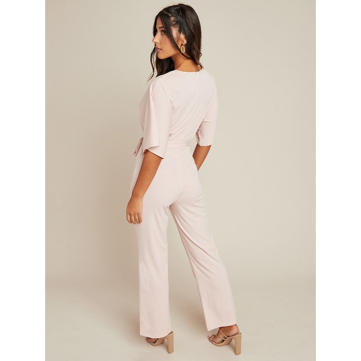 Styli Wrap Style V Neck Straight Leg Jumpsuit with Short Sleeves-women-clothing-jumpsuits-image-5