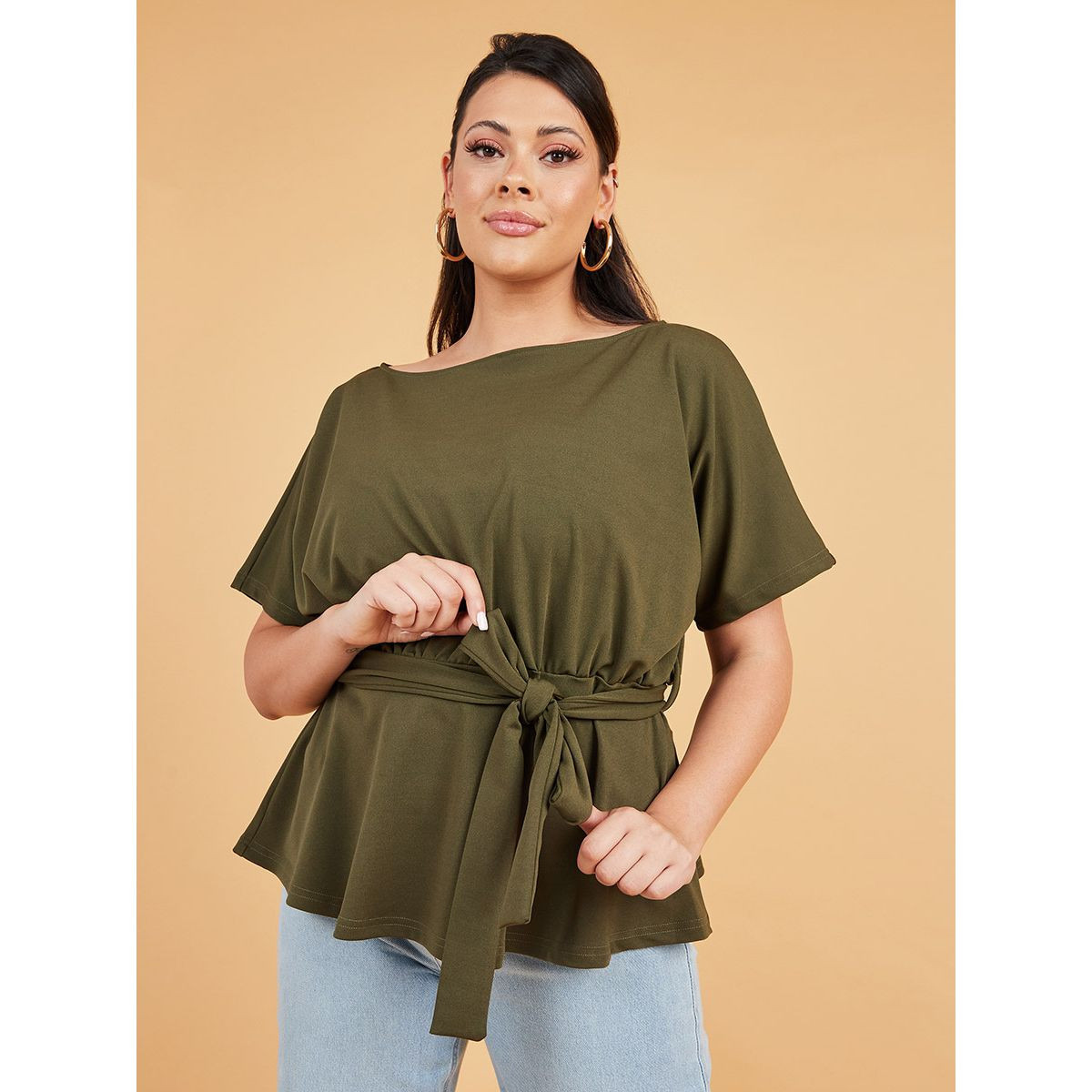 بلوزة بربطة خصر من ستايلي-women-clothing-shirtsandblouses-blouses-image-1