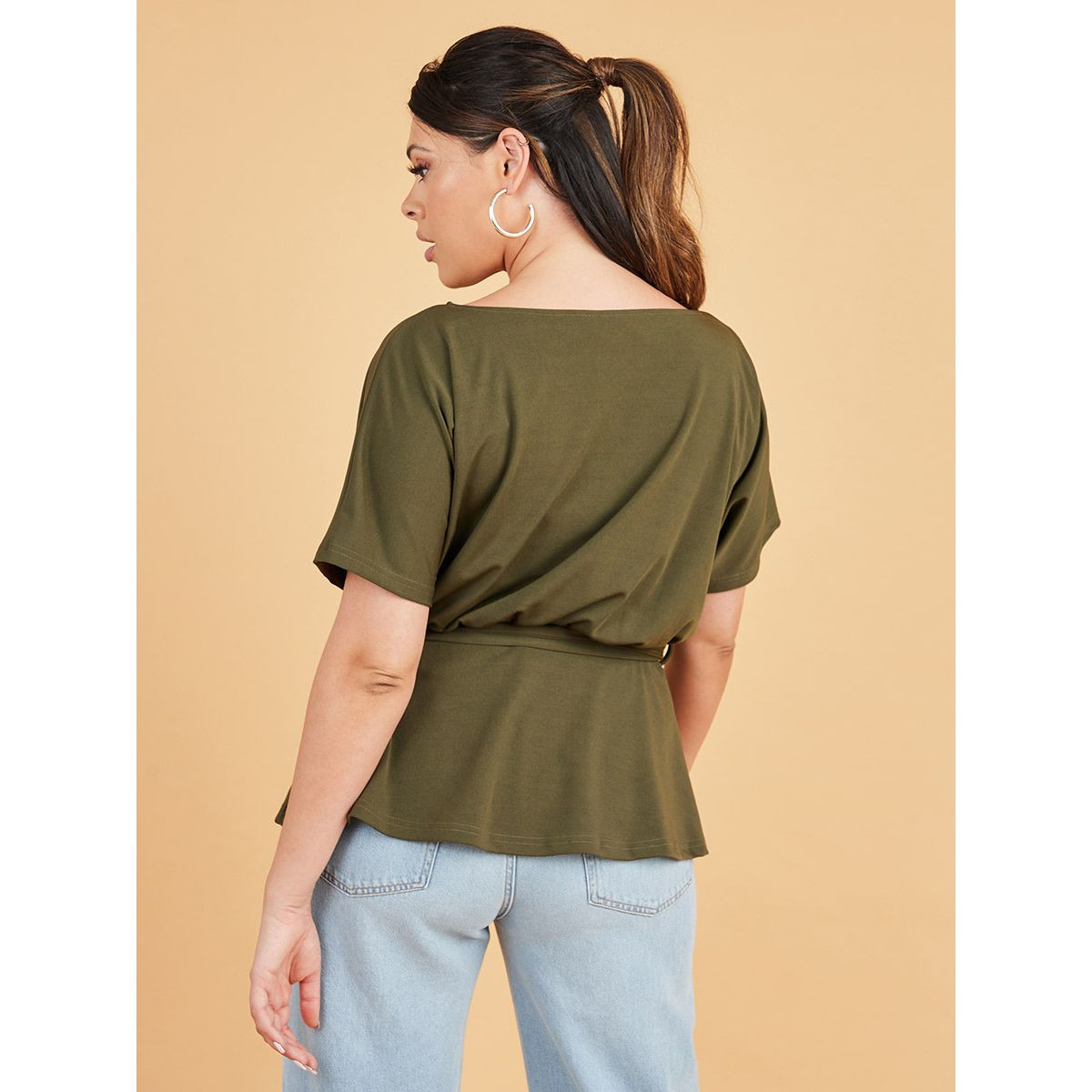 Styli Plus Drop Shoulder Boat Neck Top with Tie Belt-women-clothing-shirtsandblouses-blouses-image-5