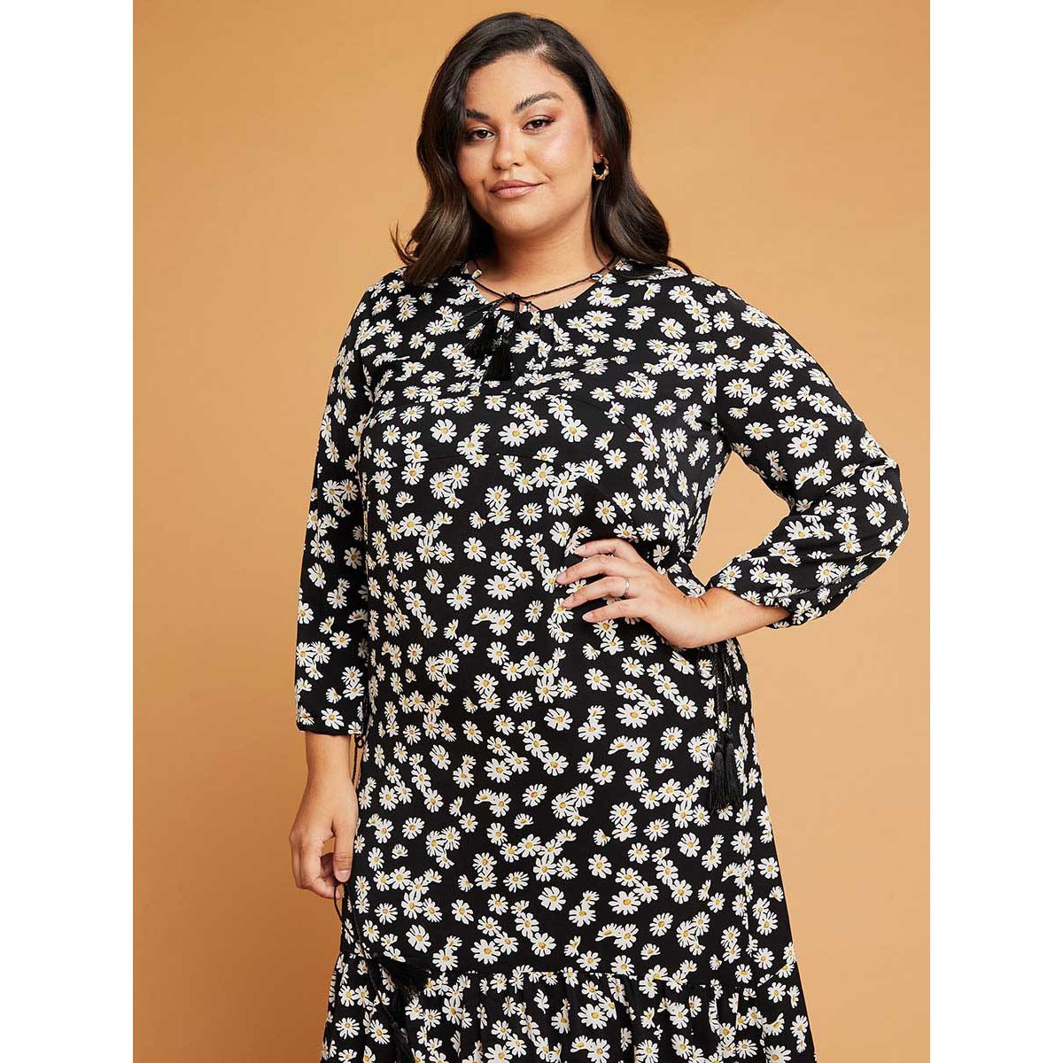 فستان ميدي مزين بشراشيب من ستايلي-women-clothing-dresses-image-2