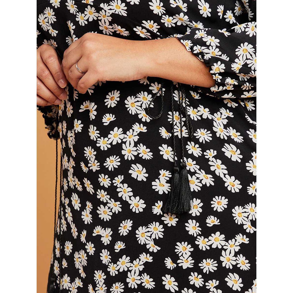 Styli Plus Floral Print Tassel Detail A-Line Midi Dress-women-clothing-dresses-image-3