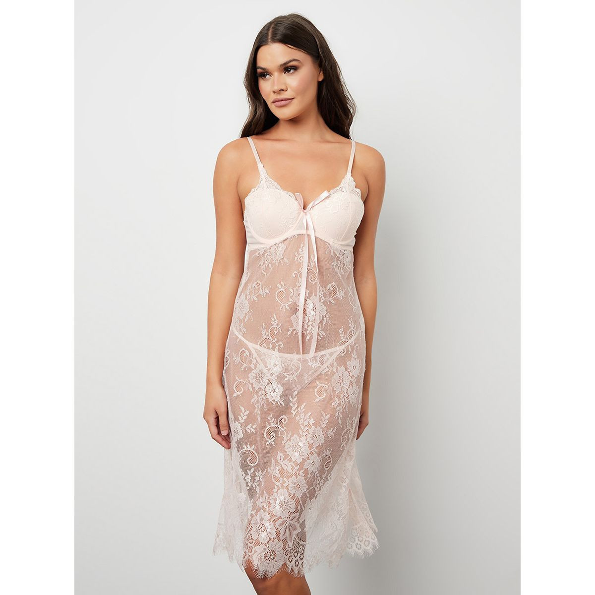 فستان نوم دانتيل مع ثونج من ستايلي-women-clothing-lingerie-babydollsandbodysuits-image-1