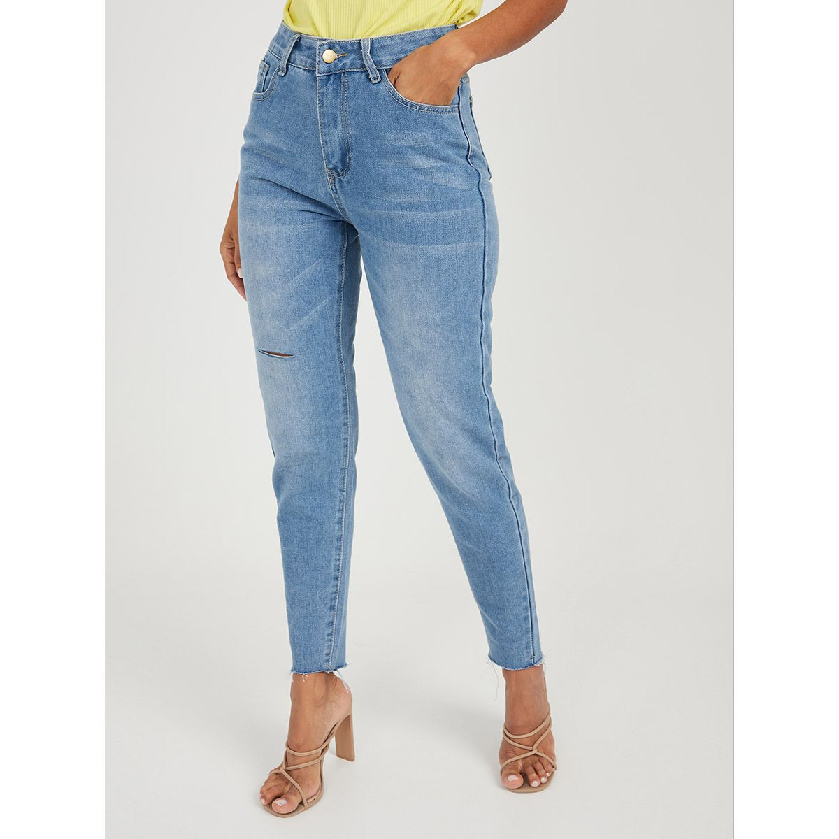 Styli Mid Rise Slim Fit Jeans with Raw Hem-women-clothing-bottoms-jeans-image-1