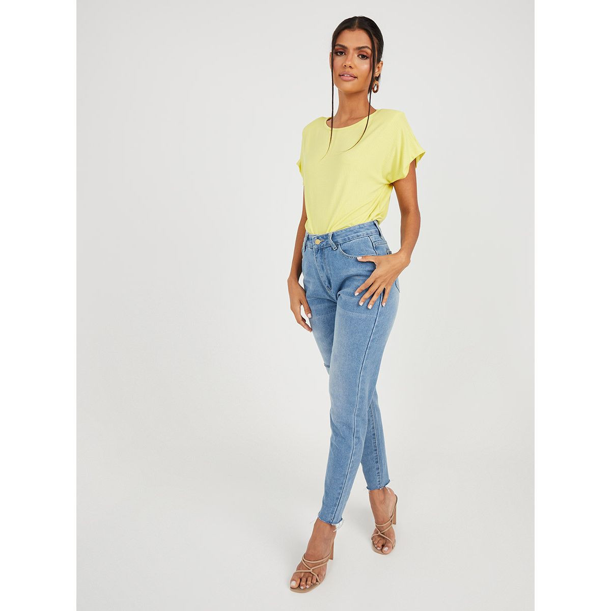 Styli Mid Rise Slim Fit Jeans with Raw Hem-women-clothing-bottoms-jeans-image-2