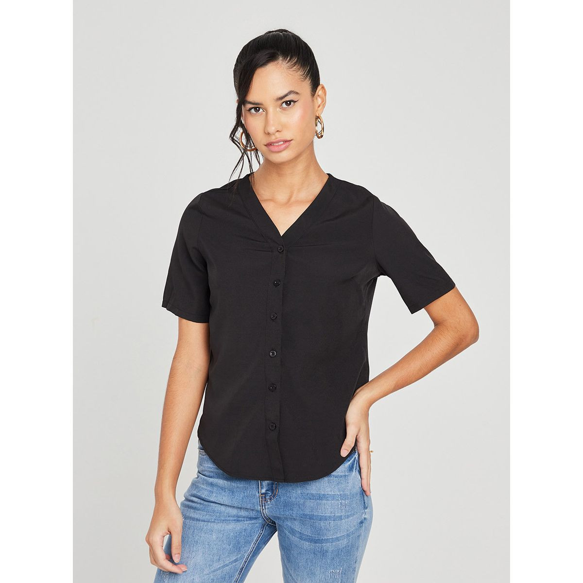 Styli Short Sleeves Button Closure Woven Regular Blouse-women-clothing-shirtsandblouses-blouses-image-4