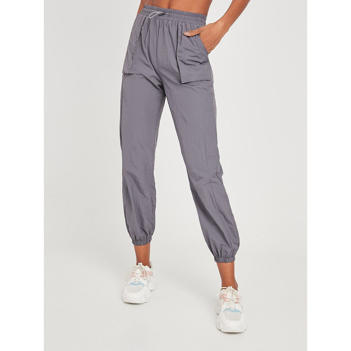 Styli Straight Leg Woven Jogger with Pocket Details-women-clothing-bottoms-joggers-image-1