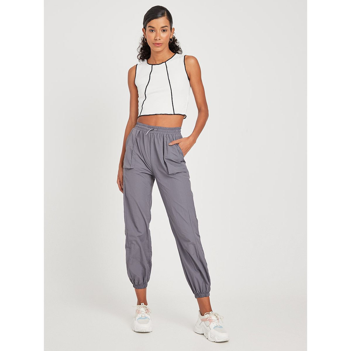 Styli Straight Leg Woven Jogger with Pocket Details-women-clothing-bottoms-joggers-image-2
