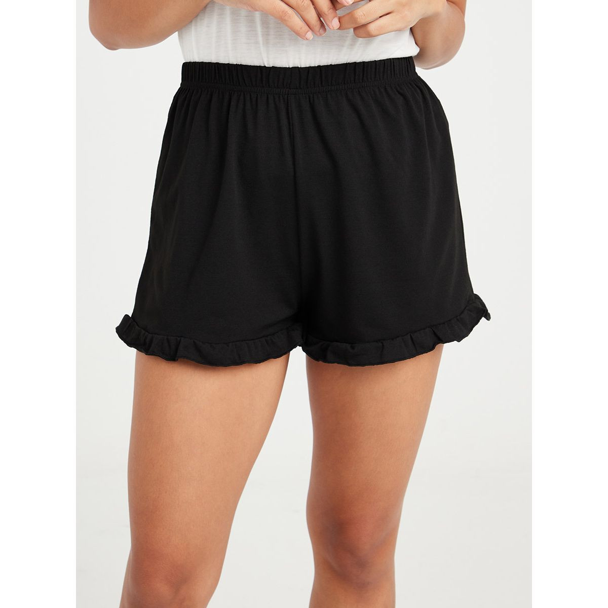 Styli Pack of 2 - Ruffle Hem Shorts Set-women-clothing-nightwear-pyjamas-bottoms-image-2