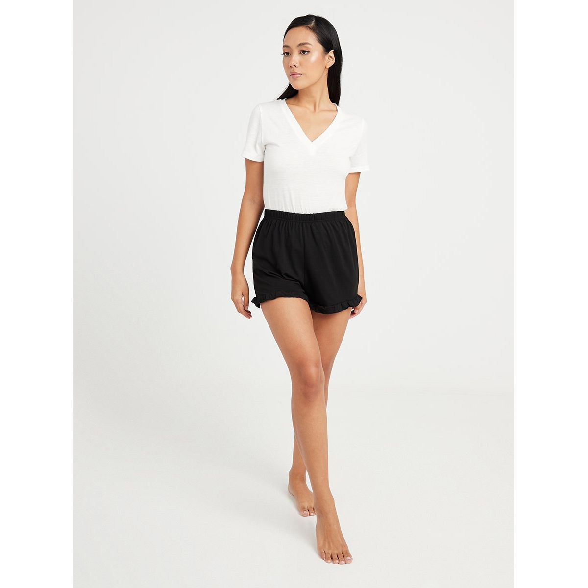 Styli Pack of 2 - Ruffle Hem Shorts Set-women-clothing-nightwear-pyjamas-bottoms-image-3