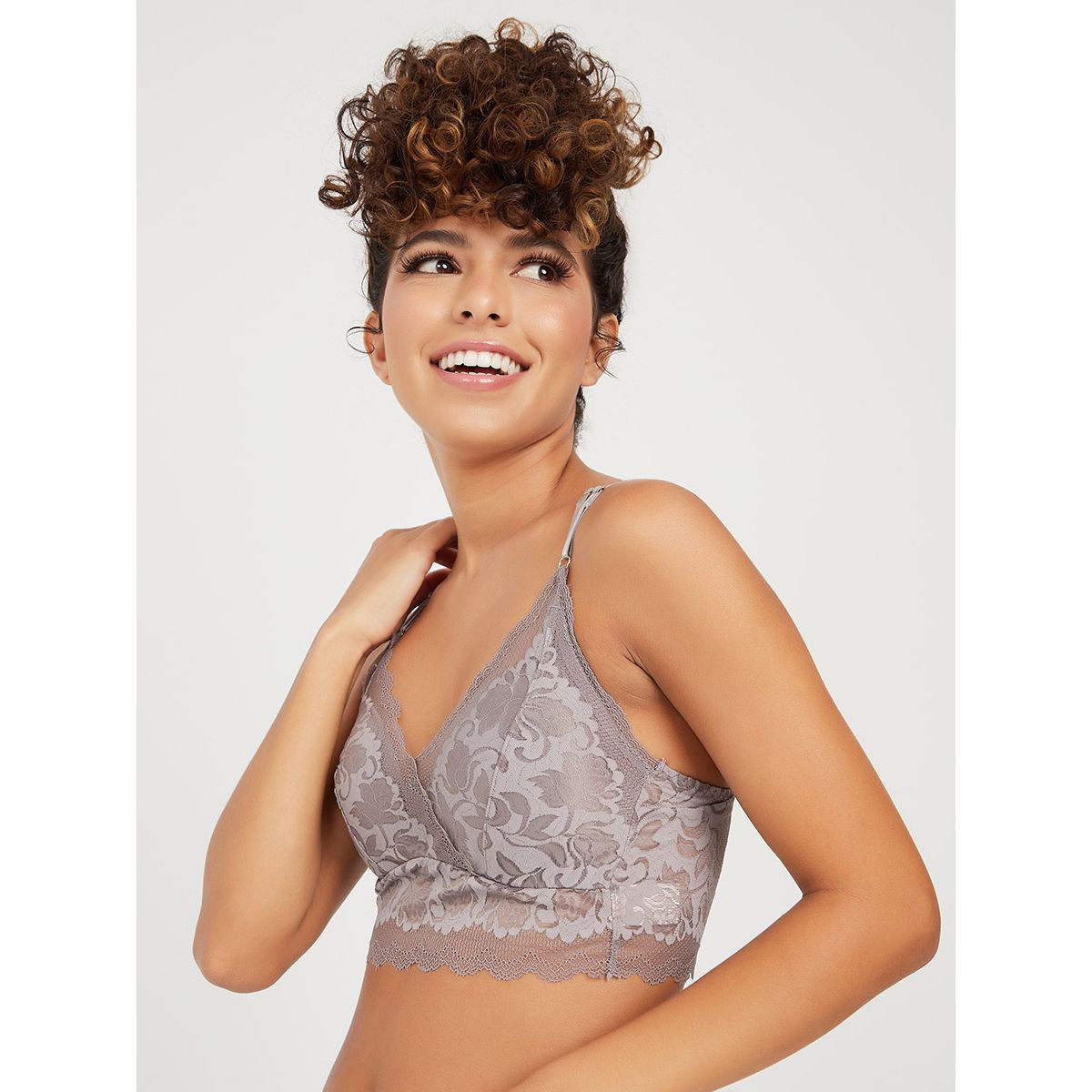 Styli Padded Non Wired Multistrap Back Floral Mesh Bralette-women-clothing-lingerie-bras-image-1