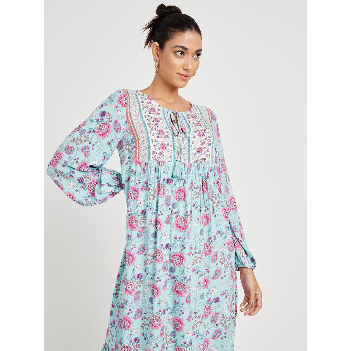 فستان ميدى مطبوع بزهور وأكمام طويلة من ستايلي-women-clothing-dresses-image-2