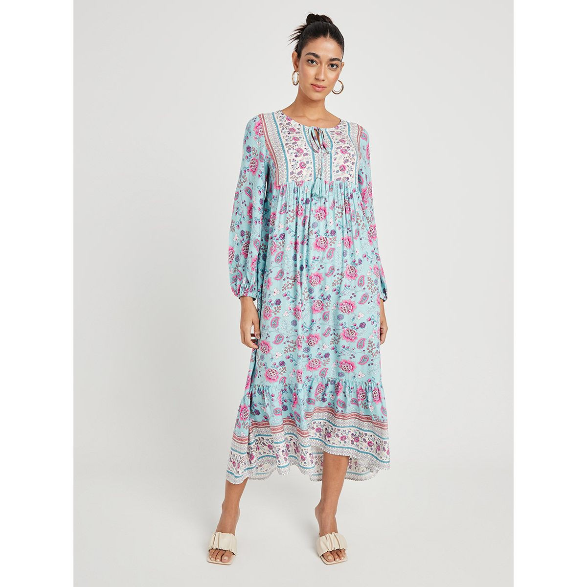 فستان ميدى مطبوع بزهور وأكمام طويلة من ستايلي-women-clothing-dresses-image-3