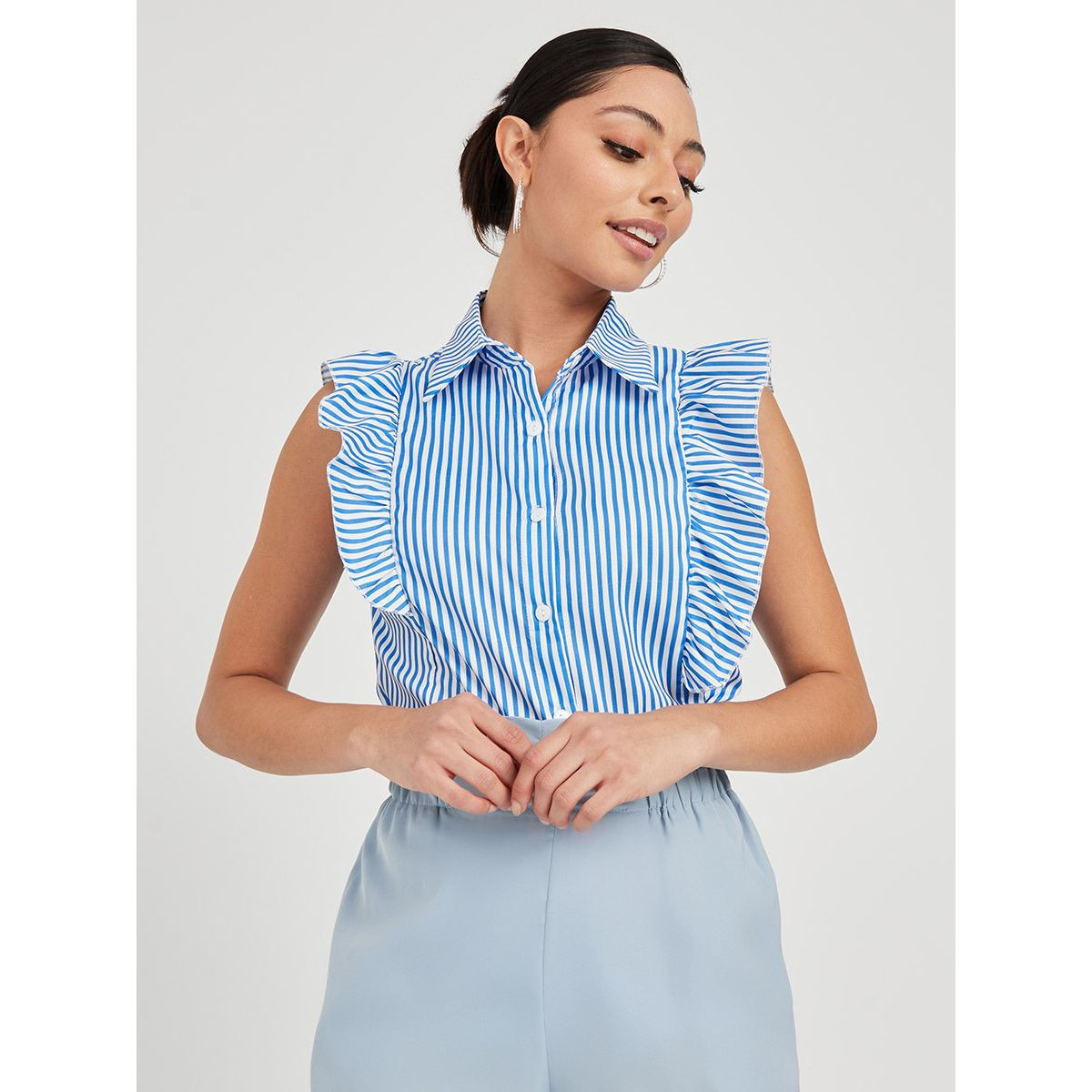 قميص مزين بكشكش من ستايلي-women-clothing-shirtsandblouses-blouses-image-1