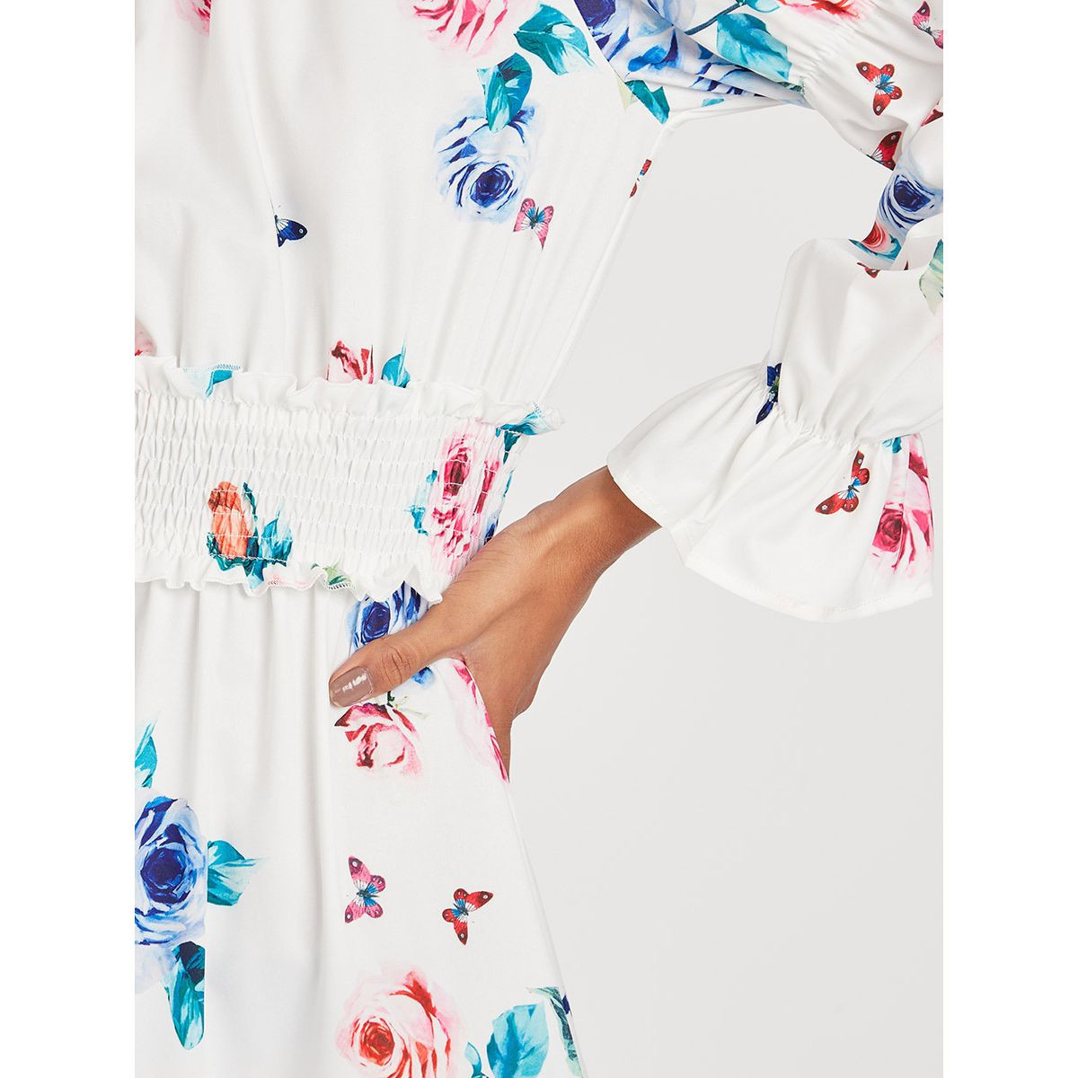 Styli Floral Print Shirred Waist A-Line Maxi Dress-women-clothing-dresses-image-3