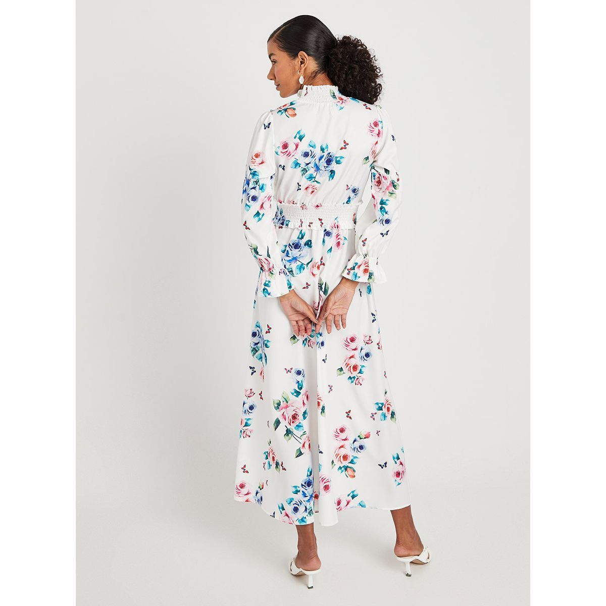 Styli Floral Print Shirred Waist A-Line Maxi Dress-women-clothing-dresses-image-4