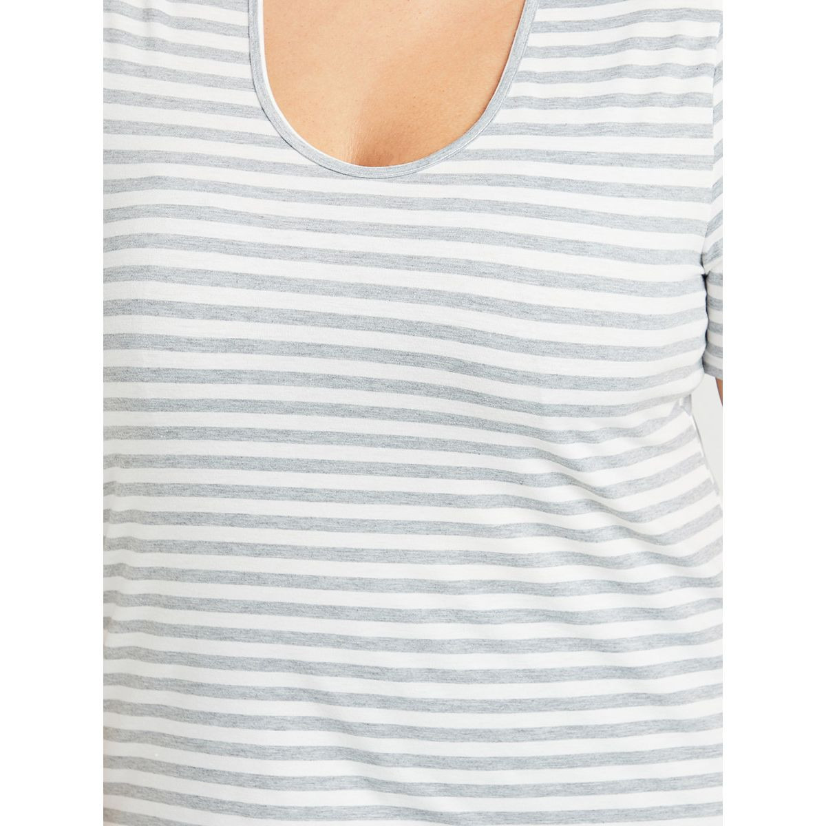 Styli Plus Striped Round Neck Short Sleeves T-shirt-women-clothing-tshirts-image-3
