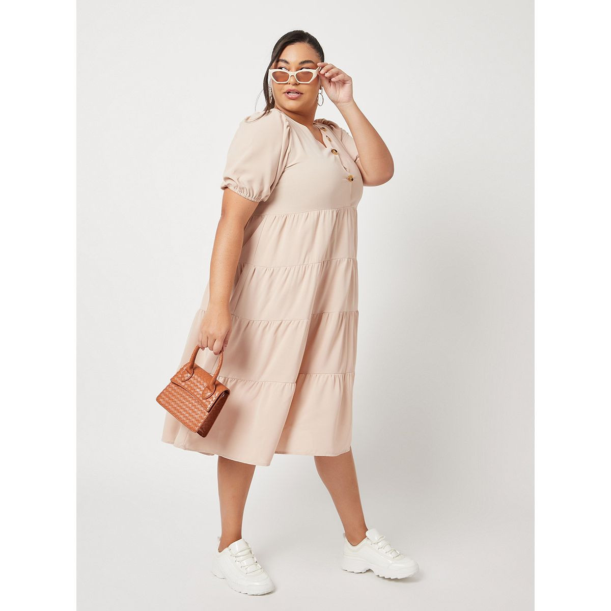 فستان ميدي باكمام قصيرة من ستايلي-women-clothing-dresses-image-1