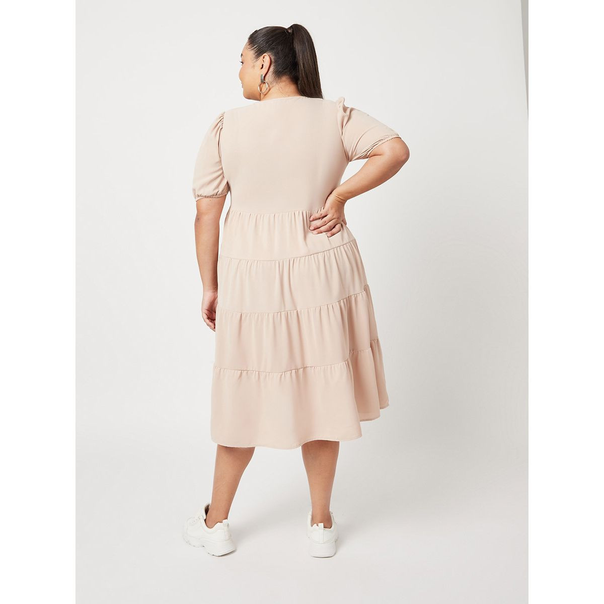 فستان ميدي باكمام قصيرة من ستايلي-women-clothing-dresses-image-4