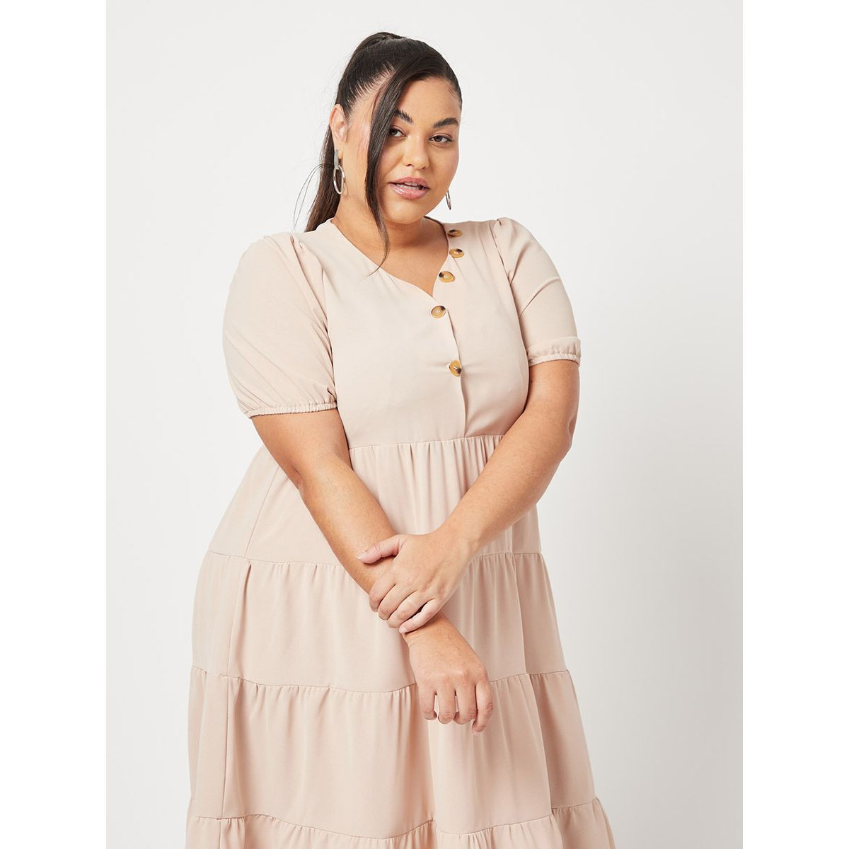 فستان ميدي باكمام قصيرة من ستايلي-women-clothing-dresses-image-5