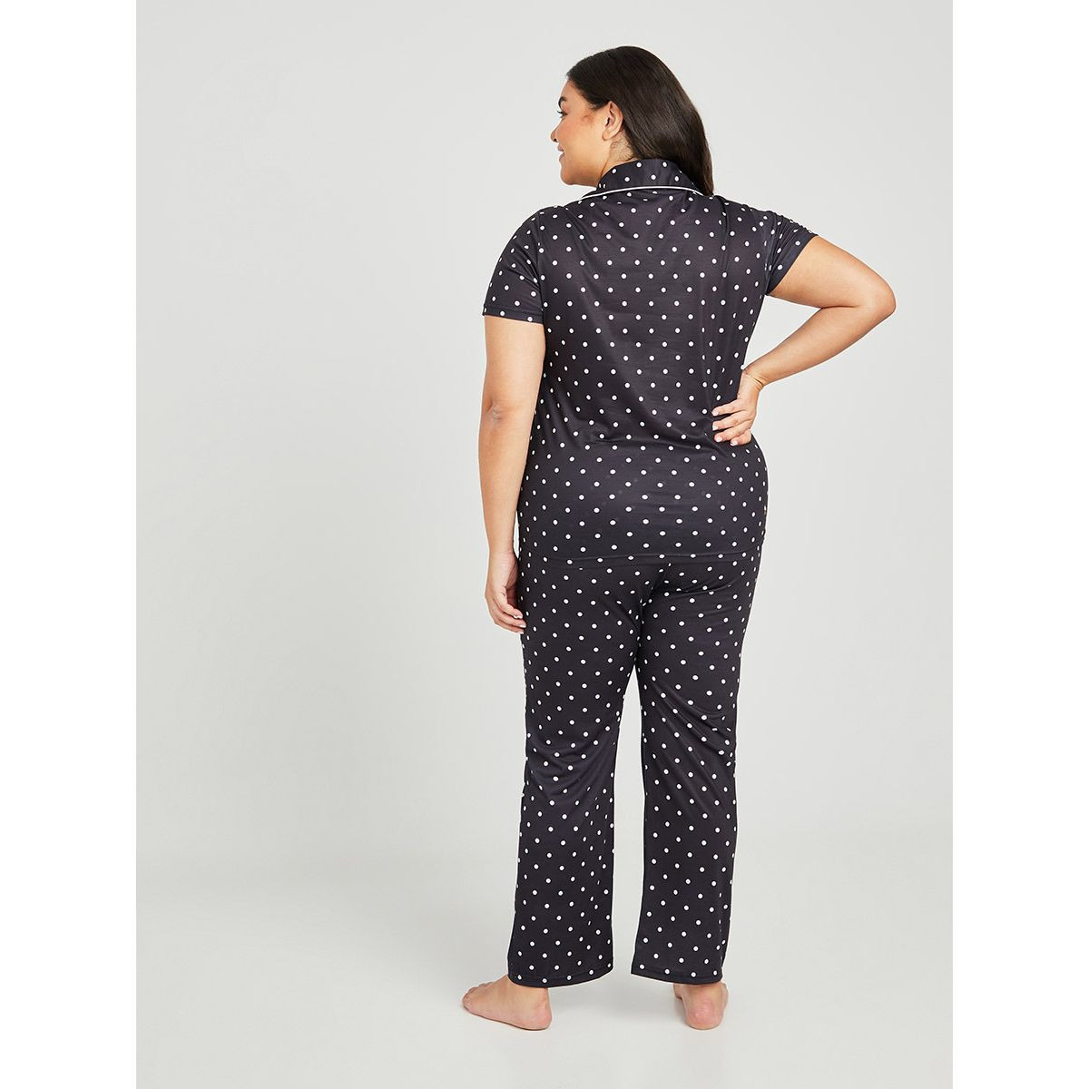 Styli Plus Polka Dot Print Shirt and Pyjama Set-women-clothing-nightwear-pyjamas-longsets-image-4