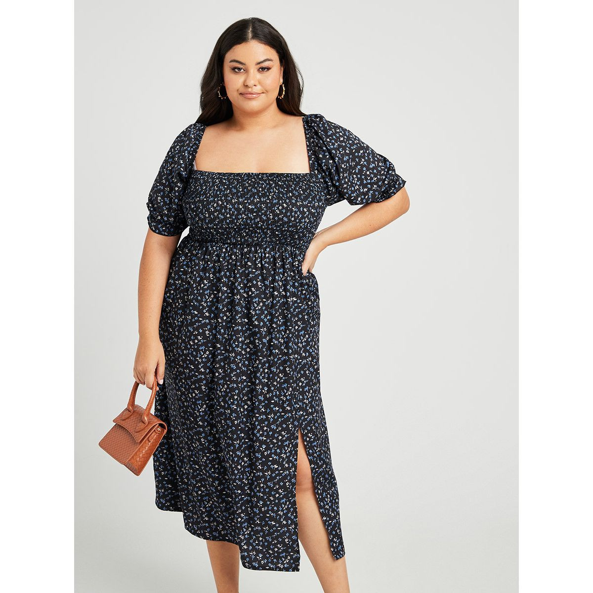 فستان ميدي باكمام قصيرة من ستايلي-women-clothing-dresses-image-1