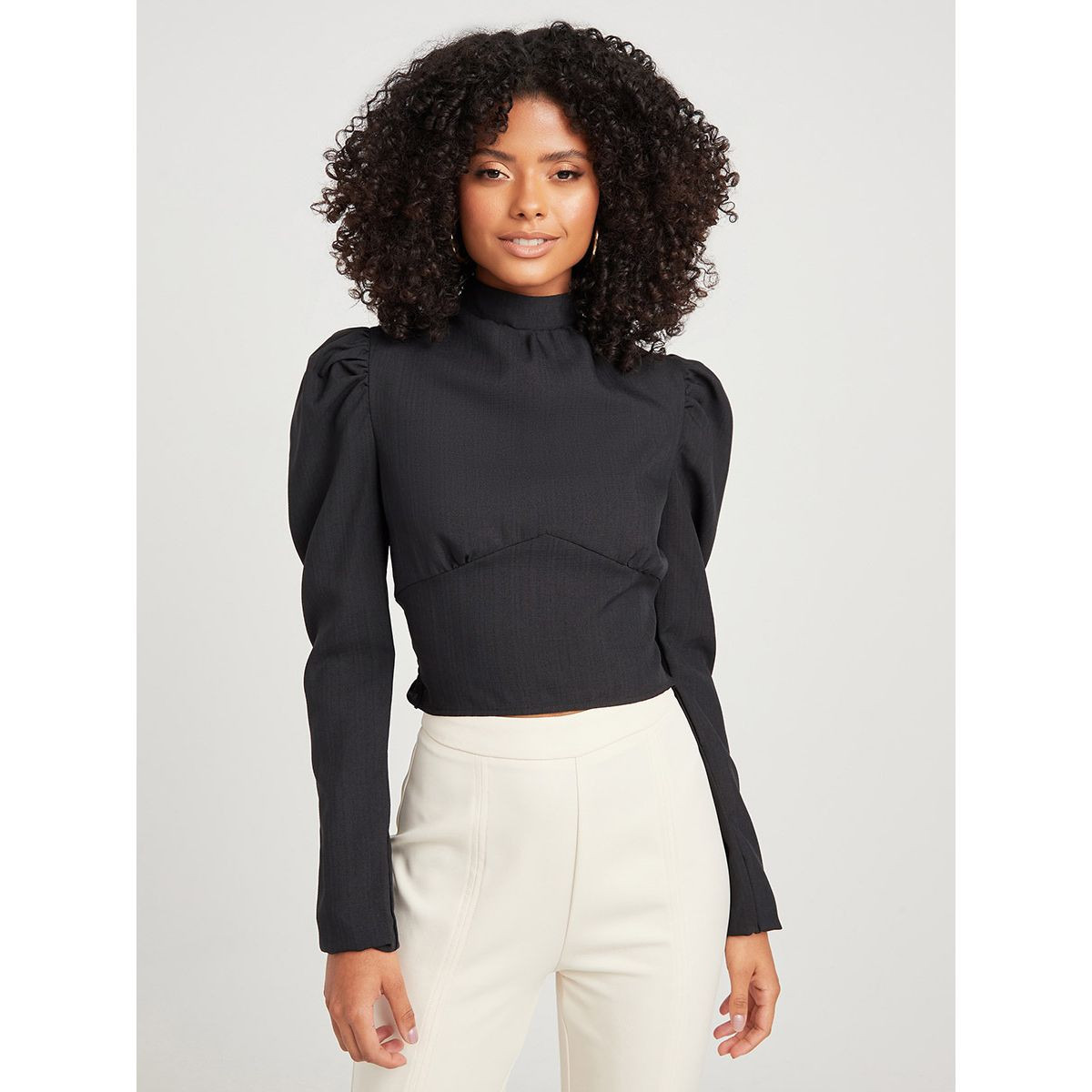 بلوزة بياقة عالية واكمام طويلة من ستايلي-women-clothing-shirtsandblouses-blouses-image-1