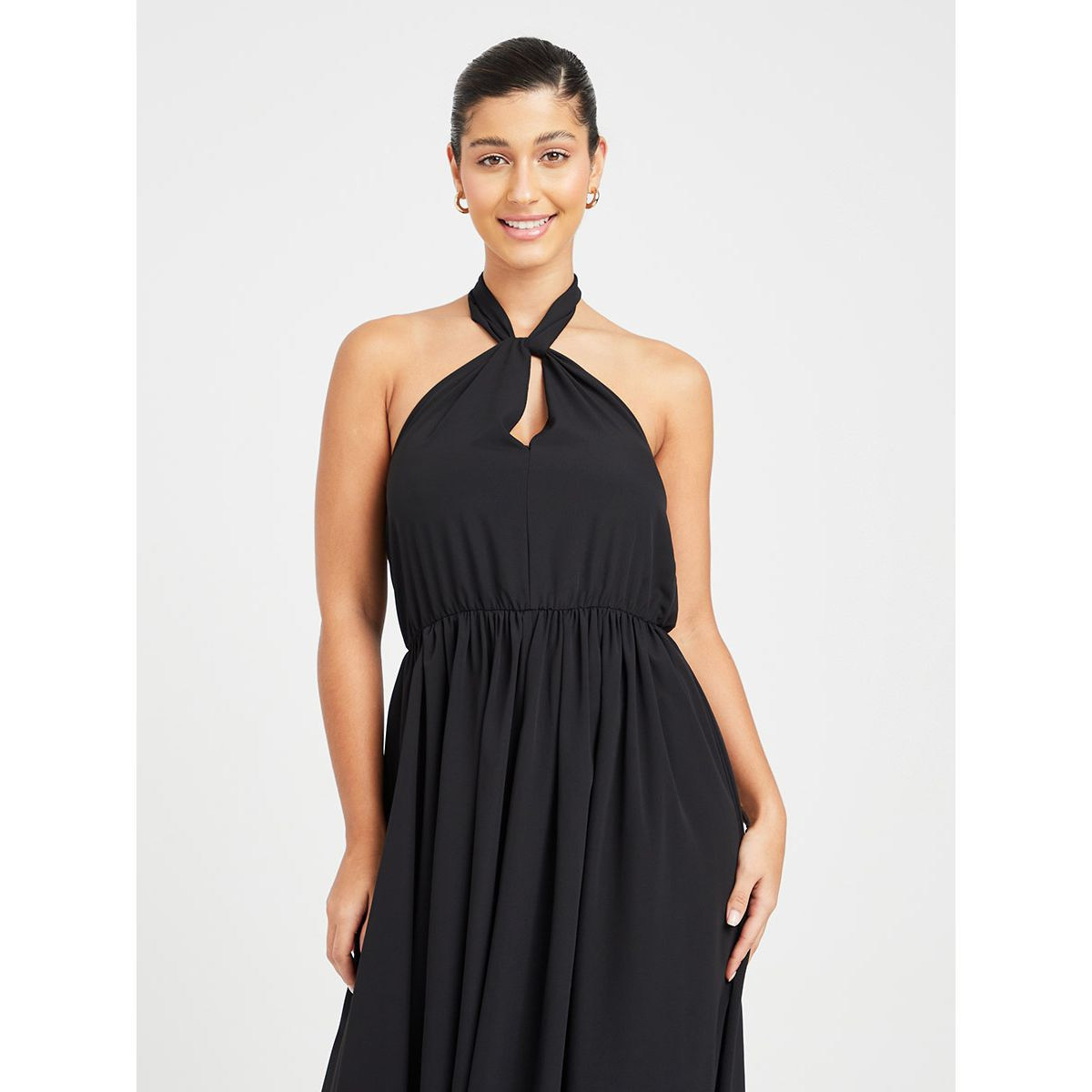 Styli Sleeveless Halter Neck Woven A-Line Maxi Dress-women-clothing-dresses-image-2