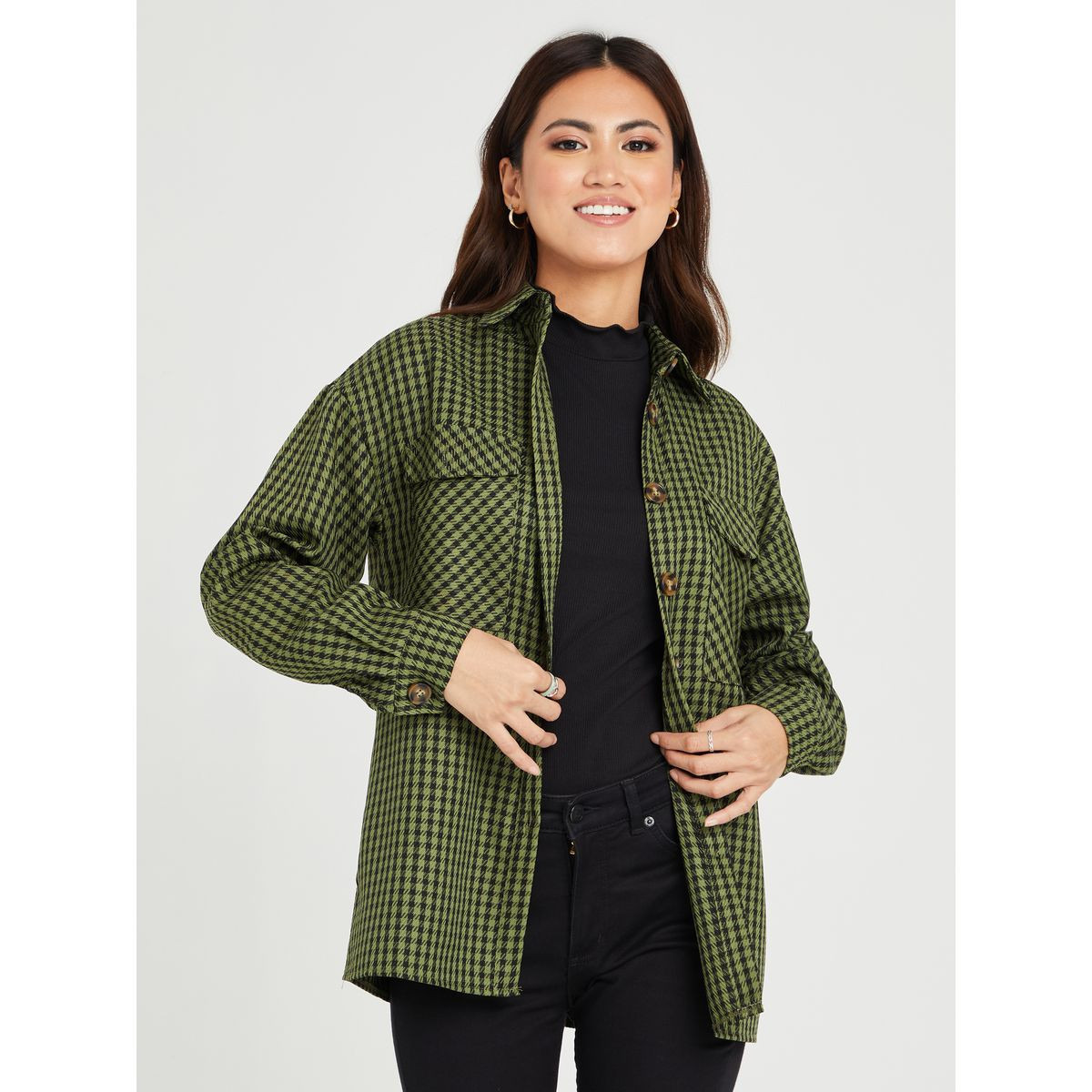 جاكيت طويل مطبع بمربعات من ستايلي-women-winterwear-coatsandjackets-jackets-image-5