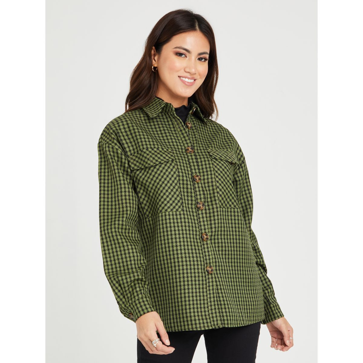 جاكيت طويل مطبع بمربعات من ستايلي-women-winterwear-coatsandjackets-jackets-image-3