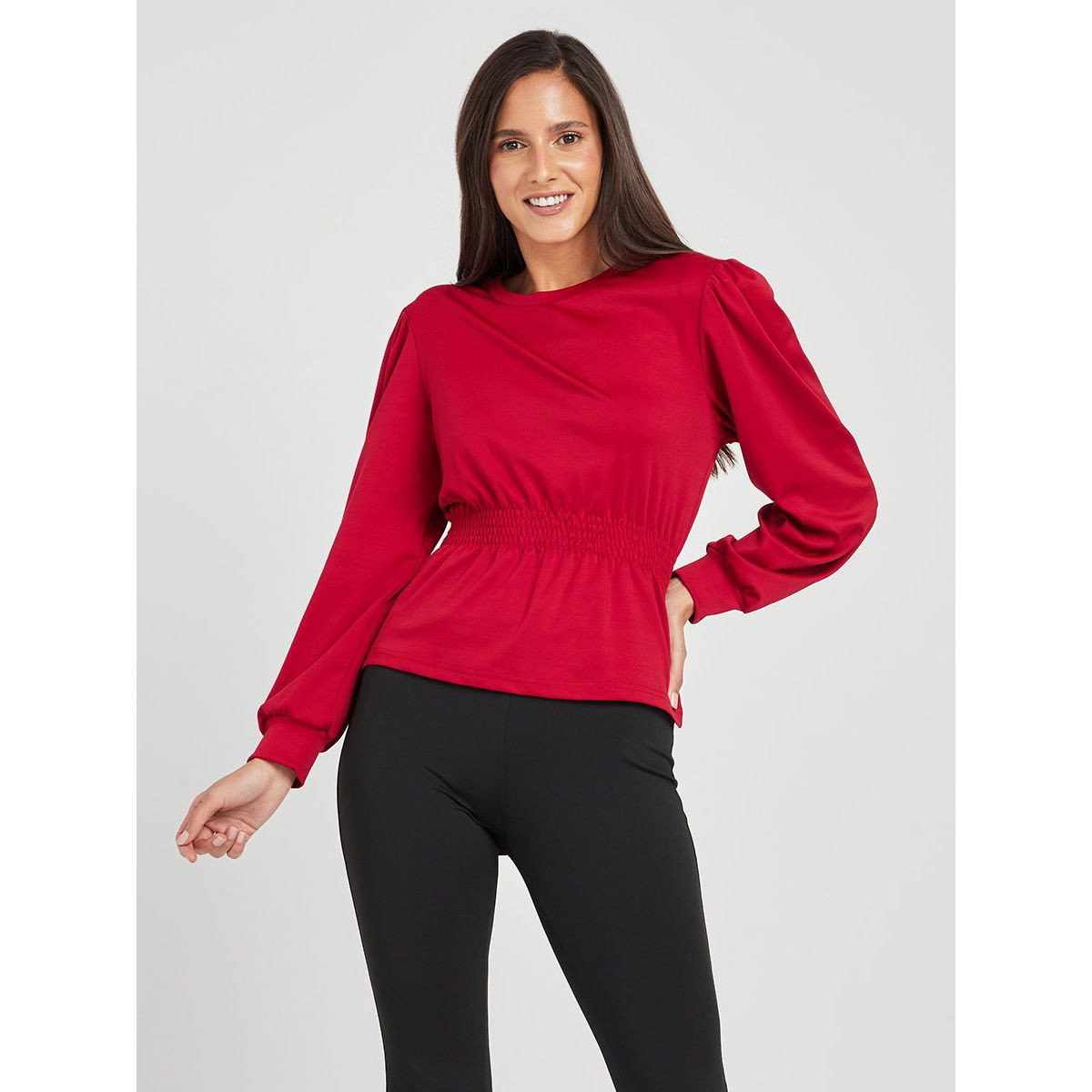 سويت شيرت بيبلوم بخصر مزموم من ستايلي-women-clothing-hoodiesandsweatshirts-sweatshirts-image-1