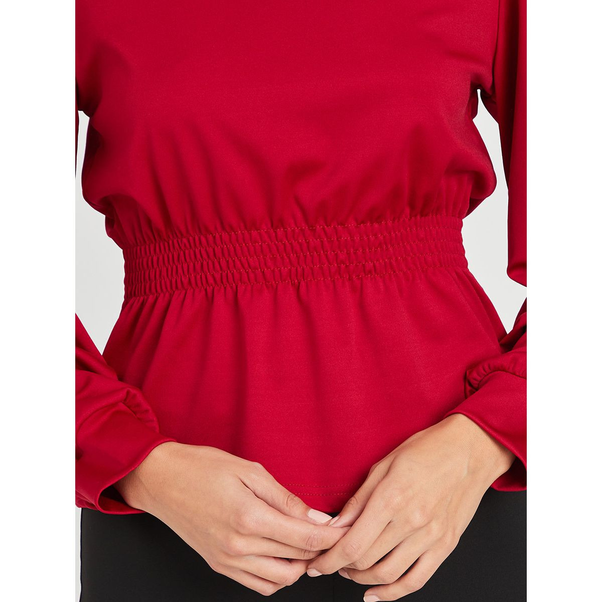 سويت شيرت بيبلوم بخصر مزموم من ستايلي-women-clothing-hoodiesandsweatshirts-sweatshirts-image-3