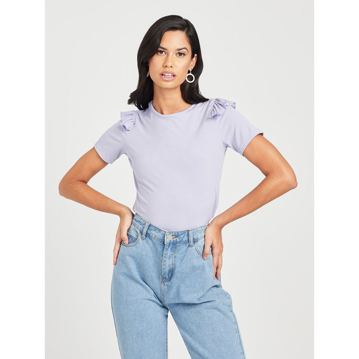 تيشيرت مضلع باكمام قصيرة-women-clothing-tshirts-image-1