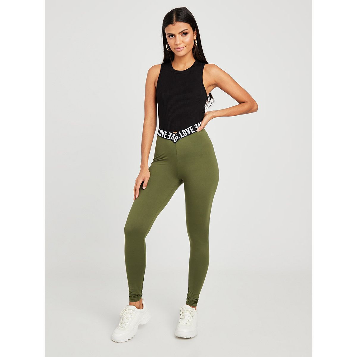 Styli Love Print Elastic Waistband Full Length Leggings-women-clothing-bottoms-leggings-image-2