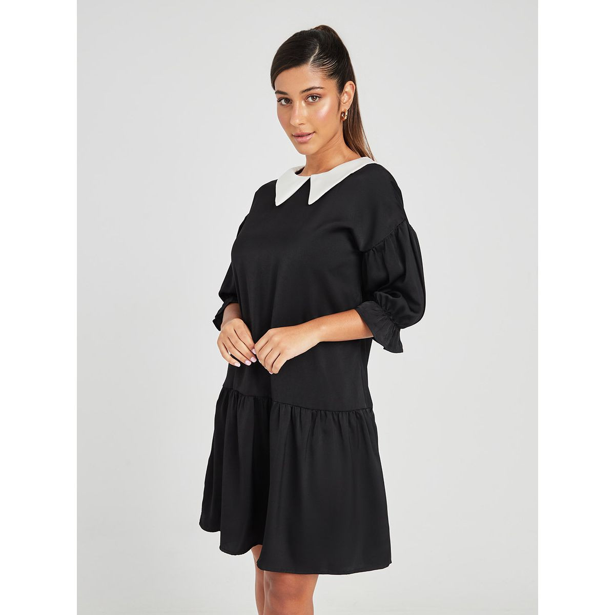 فستان قصير مزين بكشكش من ستايلي-women-clothing-dresses-image-1