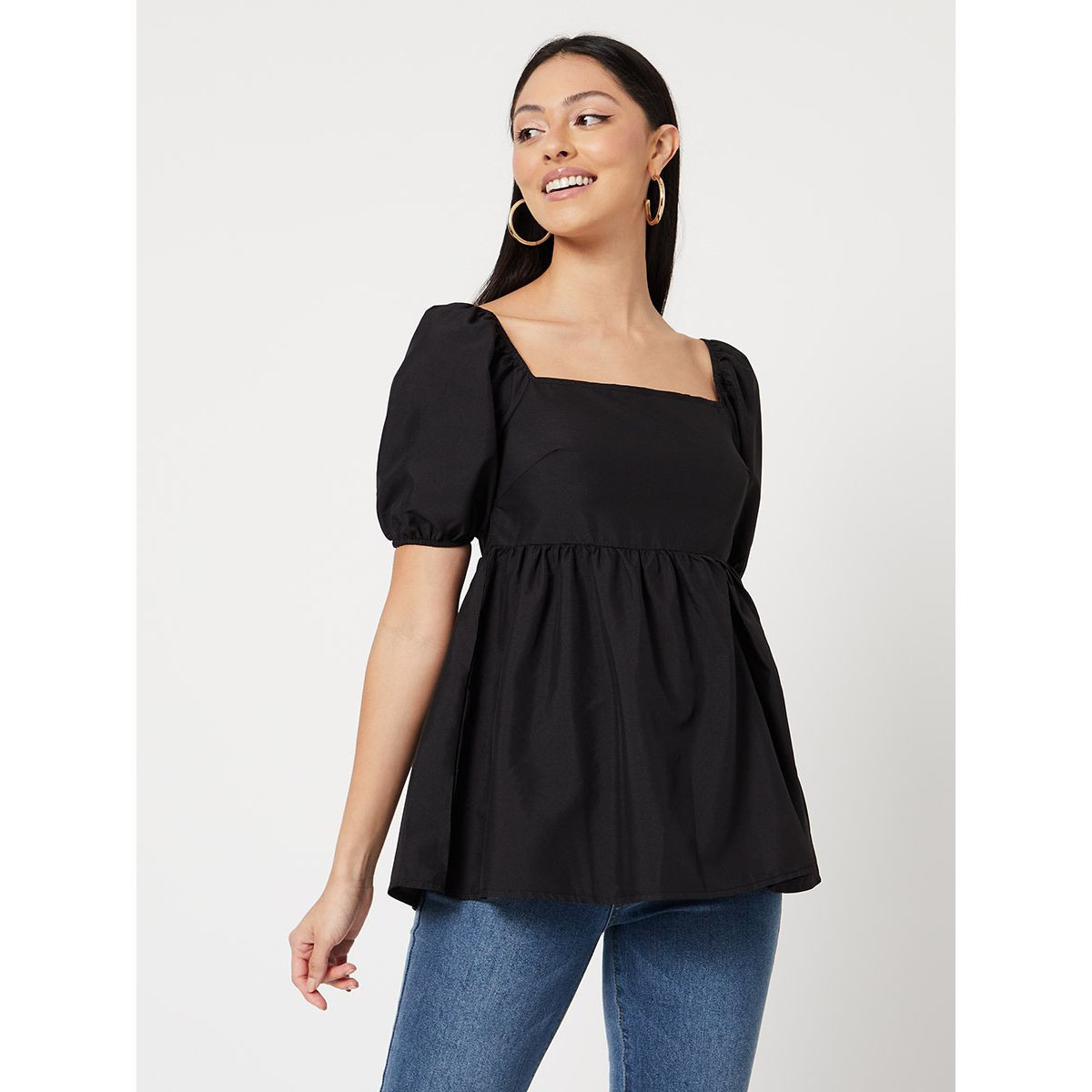 بلوزة طويلة باكمام منفوشة من ستايلي-women-clothing-shirtsandblouses-blouses-image-1