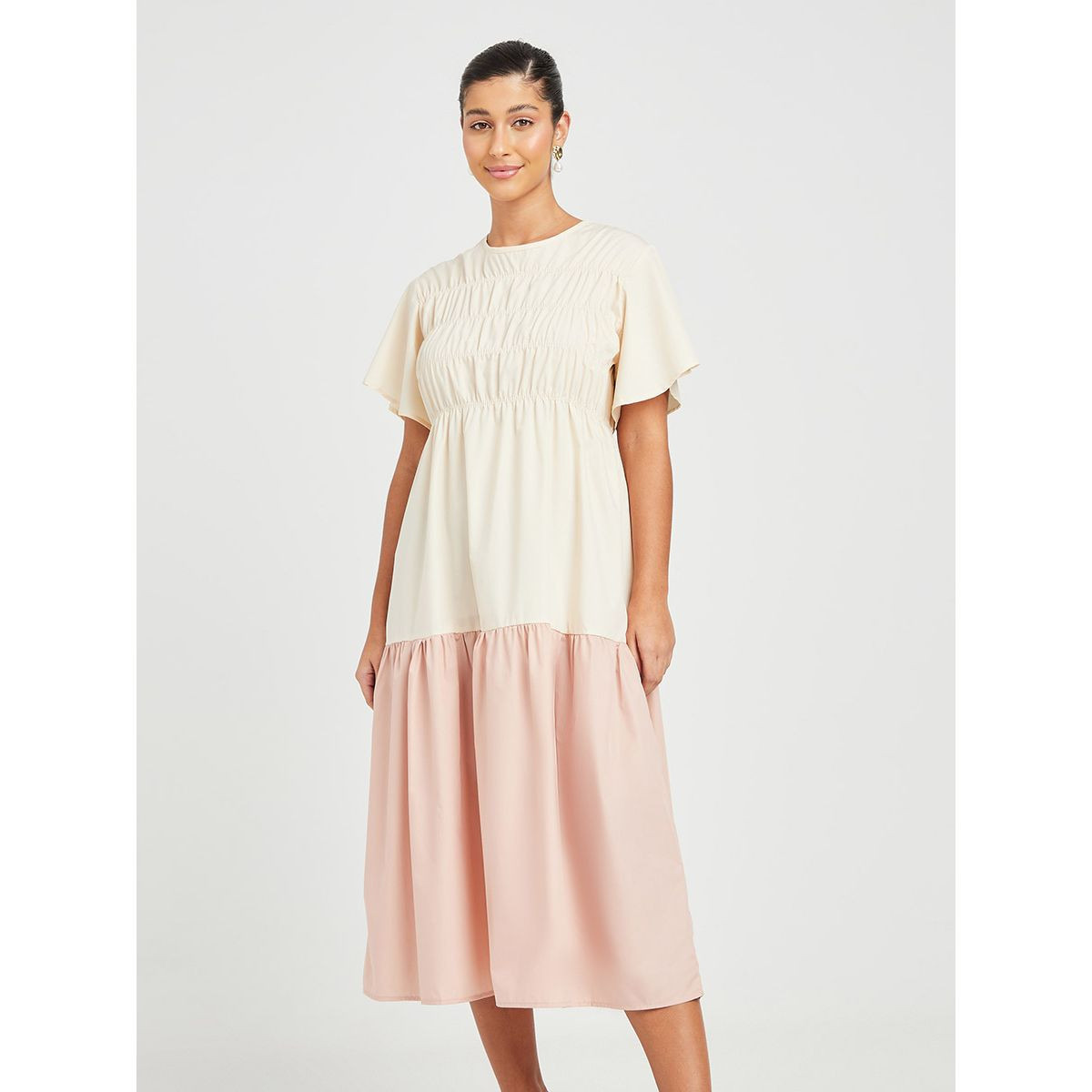 فستان ميدي بنمط كتل الالوان من ستايلي-women-clothing-dresses-image-1