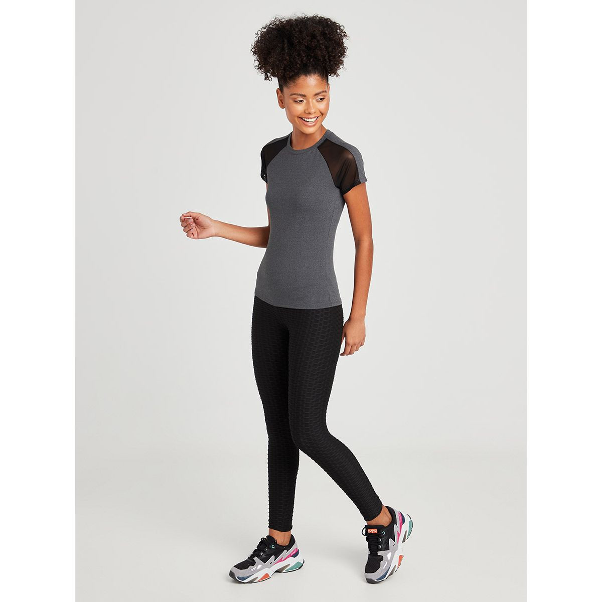 Styli Textured Elasticated Ruched Back Active Leggings-women-clothing-sportswearandactivewear-bottoms-image-2