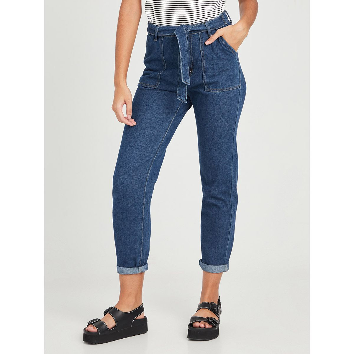 جينز برباط خصر من ستايلي-women-clothing-bottoms-jeans-image-1