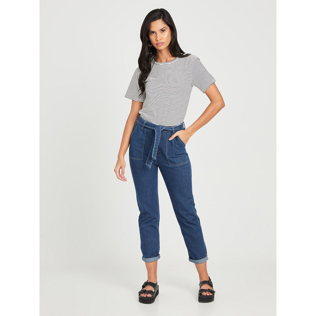 جينز برباط خصر من ستايلي-women-clothing-bottoms-jeans-image-2