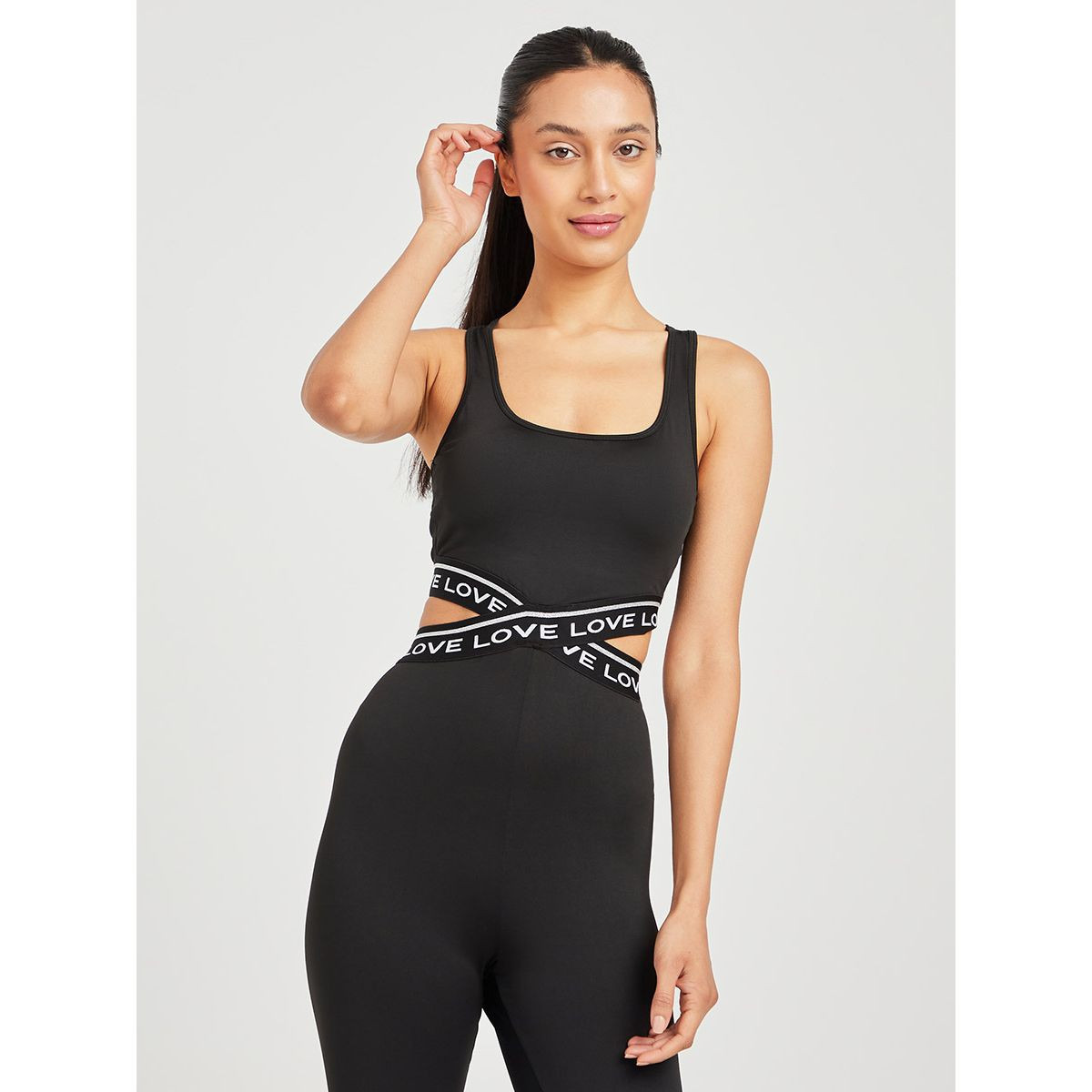 Styli Love Print Elastic Peep Front Active Unitard-women-clothing-sportswearandactivewear-tshirtsandvests-image-3