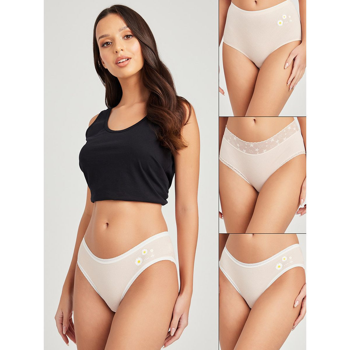 مجموعة من 3 سراويل بتفاصيل دانتيل من ستايلي-women-clothing-lingerie-panties-image-1
