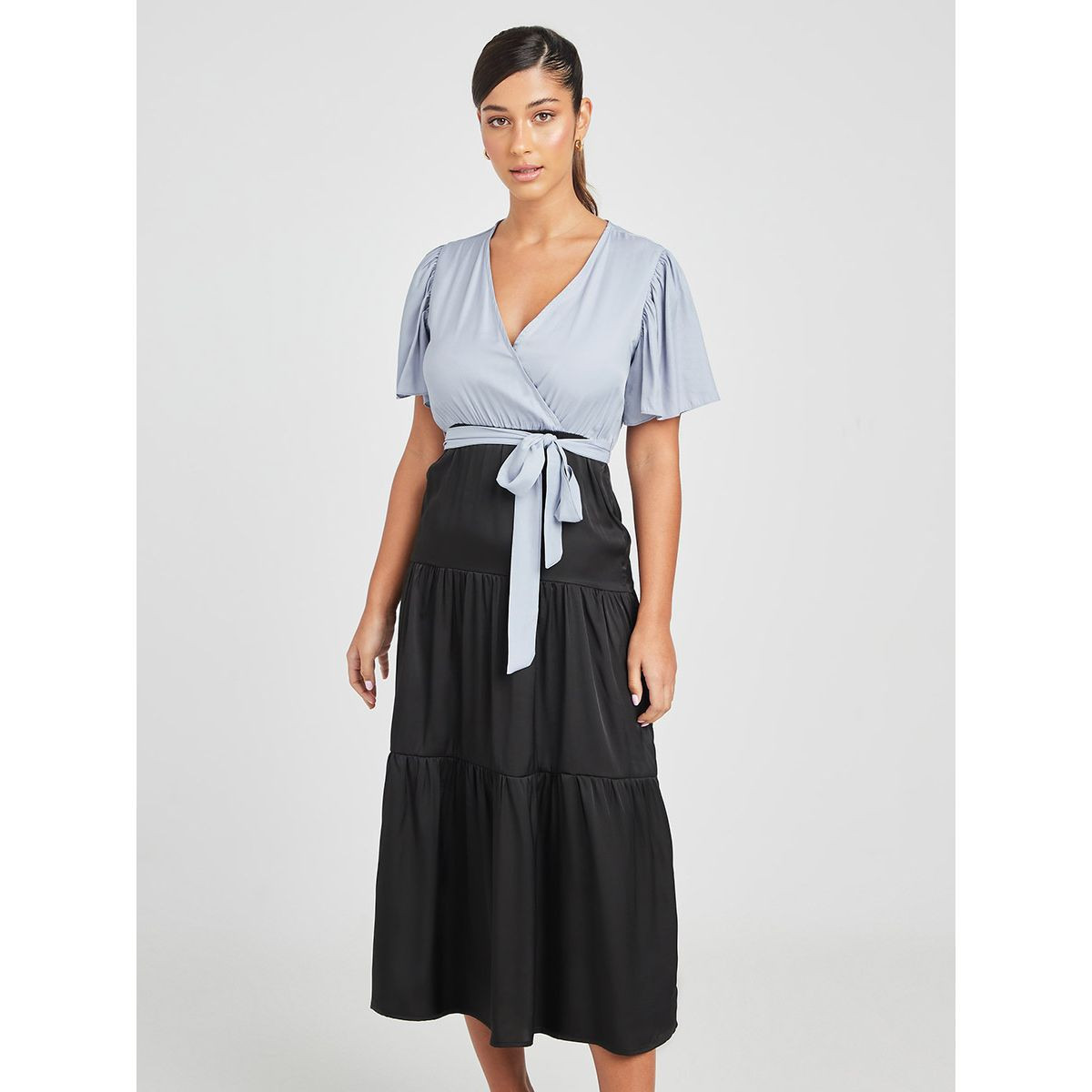 فستان ميدي بنمط كتل الالوان-women-clothing-dresses-image-1
