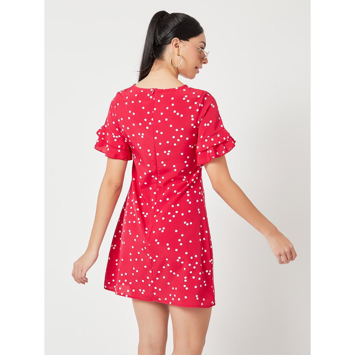 Styli Layered Short Sleeves Polka Dot Print Woven A-Line Mini Dress-women-clothing-dresses-image-4