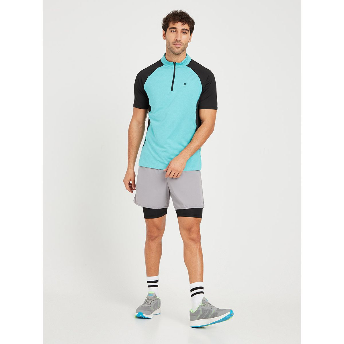Styli Colorblock Activewear T-shirt with 1/2 Front Zip Closure-men-clothing-sportswearandactivewear-tshirtsandpolos-image-2