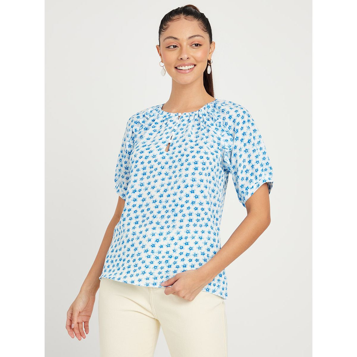 بلوزة باكمام قصيرة-women-clothing-shirtsandblouses-blouses-image-1