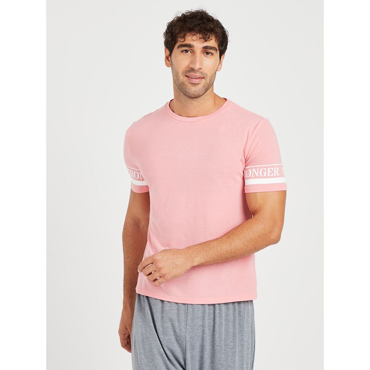 Styli Stronger Print Sleeves T-shirt and Jogger Set-men-clothing-nightwear-sets-image-2